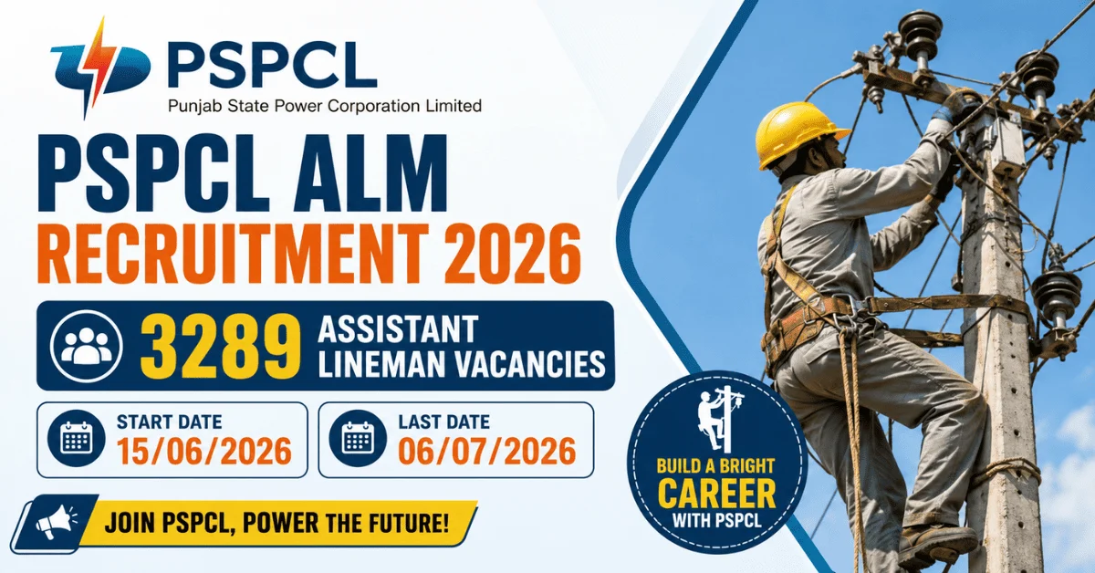 PSPCL ALM Recruitment 2026: 3289 Assistant Lineman Vacancies